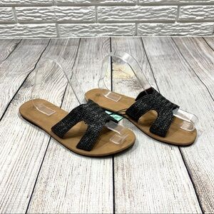 The Spring Shop Black Woven Raffia Sandals